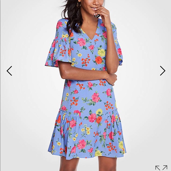 Ann Taylor floral flounce shift dress - Picture 4 of 6